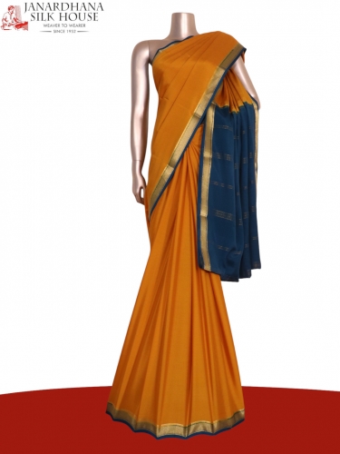 Classic Contrast Pure Mysore Crepe Silk Saree